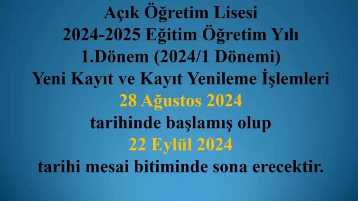 2024/1 KAYIT DÖNEMİ DUYURUSU!